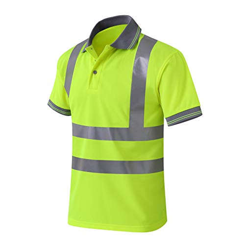 Uninova Safety Shirt High Visibility - Reflective Polo Shirt Short Sleeve for Men and Women - ANSI/ISEA Standards (Extra Large, Short Sleeve)