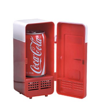 Mini USB-Powered Fridge Cooler for Beverage Drink Cans in Cubicle and Home office (Red) mini usb refrigerator