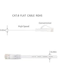 Cable Ethernet Cat 6 de 50 pies color blanco   Cable LAN de red de Internet plano   Cable de red sólido Cat6 de alta velocidad para ordenador con clips y conectores Rj45 sin enganche para router, módem   más rápido que Cat5e Cat5 50 pies