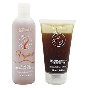 YUMIBIO Gift Set - Phitofilos VegetAll Nutshell & Indigo Shampoo 250 ml + Gel 150 ml - Color Refresher & Shine for Brunette Hair - Vegan & Nickel Tested