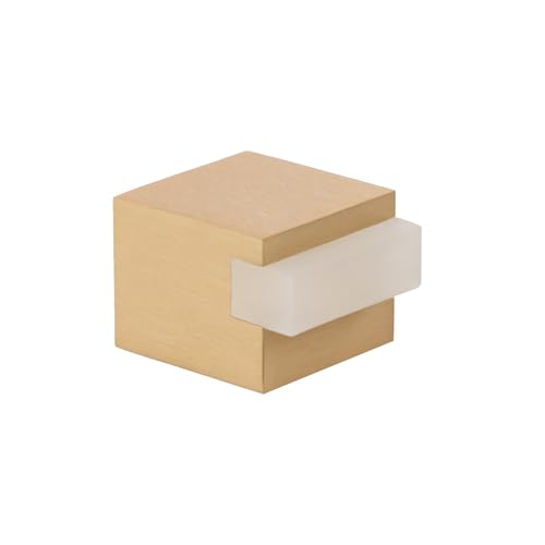 EVI Herrajes | Floor Door Stop - Square Design | 25x20 mm | Matte Brass - White Rubber | Adhesive Mounting| I-197/25