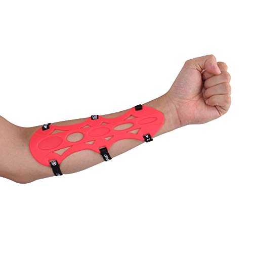 SHENG-RUI 8.5" Armguard Forearm Protective Soft Rubber Adjustable Shooting Archery Bow Range with 3-Strap Buckles(Red)