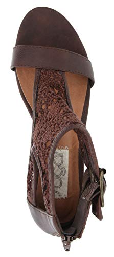 Sugar Women's Wigout Demi Wedge Sandal 10 Dark Brown Crochet