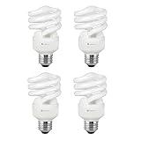 Compact Fluorescent Light Bulb T2 Spiral CFL, 2700k Soft White, 13W (60 Watt Equivalent), 900 Lumens, E26 Medium Base, 120V, UL Listed (Pack of 4)