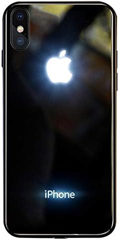 JZWDMD iPhone X Case, Tempered Glass iPhone Xs Case Glowing Light Up Logo [Anti-Scratch] Fashion Cute Pattern Design Cover Case for iPhone X/XS iPhone XR iPhone Xs MAX