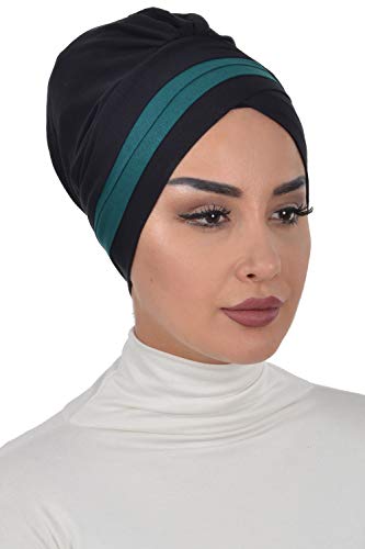 Instant Turban Cotton Scarf Head Wrap Cancer Chemo Headwear Two Colr Black Green