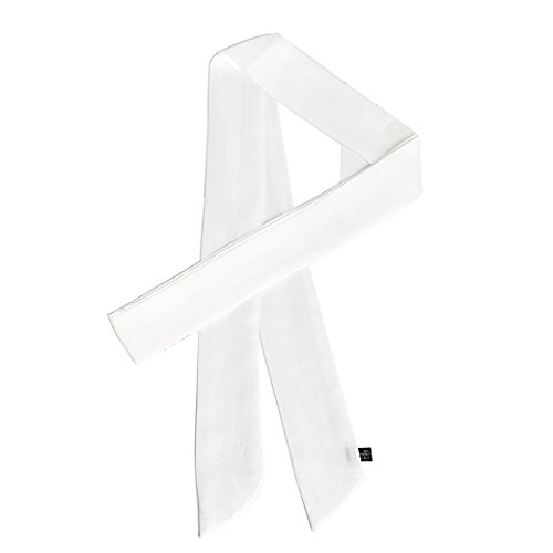 Lujuny Long Thin Chiffon Silk Scarf - Skinny Neck Tie Waist Belt for Women Girls, 78.0 inch (WHITE)
