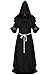 Wonderoy Men's friar Medieval Monk Priest Robe Pastor Halloween Hooded Cape Costume Cloak XL Black