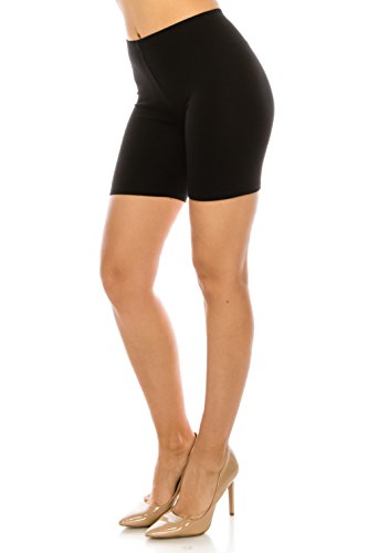 C&C Style Women's Stretch Jersey Bike Yoga Running Workout Bermuda Shorts Tights Pants Under Short Leggings S to 3XL Plus (Small, Black) - Thumbnail 2
