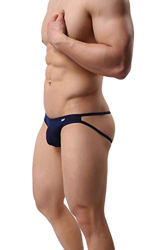 BRAVE PERSON Men\'s Jockstraps Underwear Male G-Strings Thongs Athletic Supporter Briefs (Navy, Large)