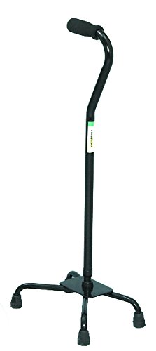 Essential Medical Supply Small Base Quad Cane in Silver - Height Adjustable Walking Cane, Sturdy and Durable Walking Cane for Improved Mobility and Stability with 4 Prong Base and Rubber Tips