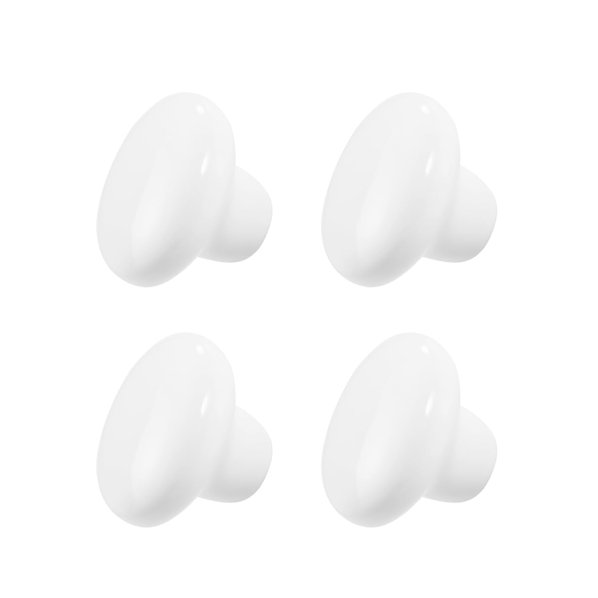 JUSTMAE 4 PCS Cabinet Knobs, Ceramic Round Mushroom Drawer Knobs Single Hole Cupboard Small Sliding Door Drawer Handles with Screws for Kitchen Wardrobes Bathroom Home Decorating - 38mm (White)