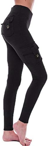 HSRKB Womens Cargo Pants Yoga Pants High Waist Slim Fit Pant with Muti Pockets