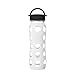 Lifefactory 22-Ounce BPA-Free Glass Water Bottle with Classic Cap and Protective Silicone Sleeve, White