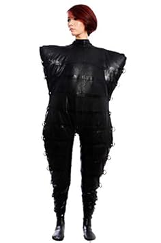 Aufblasbarer Latex Zwangsjacken-Catsuit mit D-Ringen 0.35mm mehrere Farben erhältlich (XS)