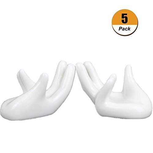 Eshylala 5 PACK Ceramic Air Plant Tillandsia Holder, Hand Shape Office Desk Base Airplant Display Container Pot,Ocarina Support Display Hand Stand, for Home Office Decoration Supplies