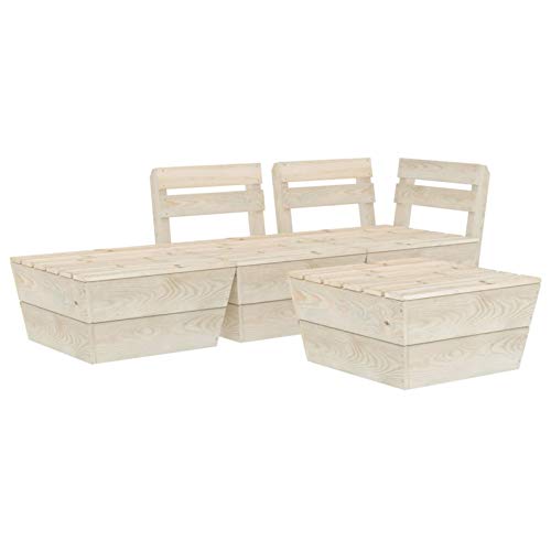 Tidyard 4-TLG. Garten-Paletten-Lounge-Set Loungemöbel Terrasse Ecksofa Terassenmöbel Modulares Palettensofa Eckteil Gartenset Imprägniertes Fichtenholz – Bild 3