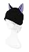 Mrawp Women's Black Fleece Beanie Cat Hat (Black with Purple)