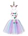 Muababy Baby Girl Unicorn Costume Pageant Flower Princess Party Tutu Dress with Headband (5-6 Years, 1438)