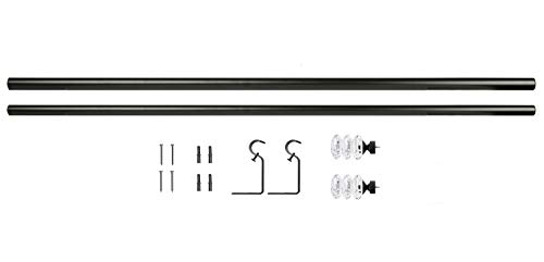 Sheffield Home, AMG, and Enchante Accessories, 3 Ring Crystal Curtain Rod, 36 to 66-Inch, Matte Black - Thumbnail 6
