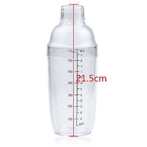 MotBach Cocktail-Shaker aus Kunststoff, 700 cc/680 ml, transparenter Bar-Shaker mit Skala, Milch, Tee, Cocktail-Shaker… – Bild 2