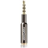 FosPower (1 Pack) 3.5mm Male to Female Auxiliary Stereo Audio Headphone Jack AUX Adapter [4-Conductor TRRS | 24K Gold Plated Plug] for iPhone, Smartphones, Tablets, Speakers, Microphone &amp; Card Readers