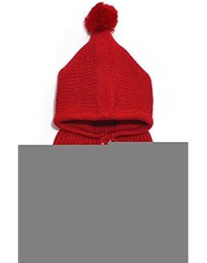Button Wool Shawls and Knitting Hat Set for Unisex-Baby keeping Warm,Red