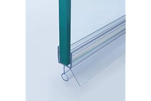 ELEGANT Shower Door Bottom Seal Plastic Strips Sweep with Drip Rails, Suit for 3/8" Frameless Glass Shower Door Bottom, 36'' Length Clear Vinyl Shower Door Replacement