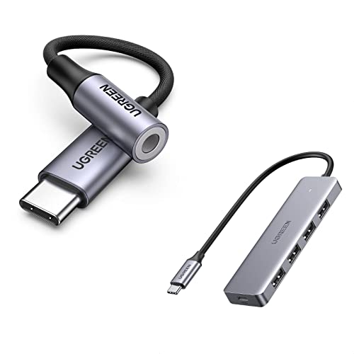 UGREEN USB C Hub Ports USB Type C to USB Hub Adapter Bundle with USB  C to Audio Adapter Braided Headphone Aux Jack Female Dongle in Kuwait 