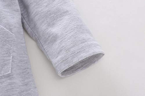 Toddler Infant Baby Girls Boys Hooded Romper Outerwear 3D Rabbit Ear Tail Bodysuit Pocket Fall Winter Outfits (Gray, 18-24 Months)