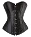 Kimring Women's Sexy Slim Burlesque Satin Body Shaper Strapless Plus Size Overwear Corset Black Medium