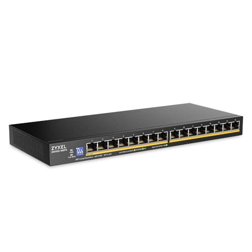 Zyxel Netzwerk Switch 16 Port | Unmanaged GbE PoE+ | GS1100-16EPS