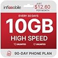 $12.6/Month | Infimobile Prepaid Unlimited Plan: 3 Months | 10GB High-Speed Data Per Month | Unlimited Data Talk & Text | Prepaid Plan Service SIM Card | Nationwide Coverage | 4G, 5G Network