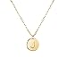 MignonandMignon Gold Initial Necklace Initial Disc Necklace Bridesmaid Jewelry Gift for Her (J)