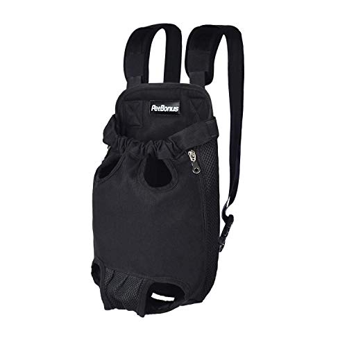 PetBonus Denim Front Kangaroo Pouch Dog Carrier, Wide Straps with Shoulder Pads, Adjustable and Legs Out Pet Backpack Carrier, for Walking, Travel, Hiking, Camping, Black, XX-Large - Thumbnail 5