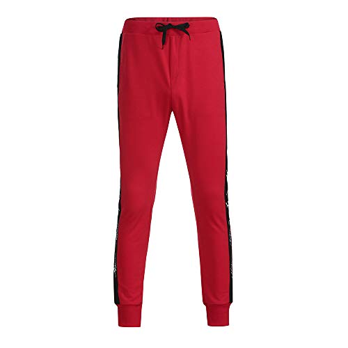 WUAI Mens Active Athletic Pants Jogger Pants Biker Slim Fit Elastic Drawstring Sweatpants Casual Running Trousers(Black,US Size XL = Tag 2XL)