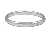 Infant And Baby Jewelry - Silver Floral Inlay Bangle Bracelet (4 1/2 in)