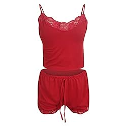 Women's Nightgown Two Piece Lace Satin Spaghetti