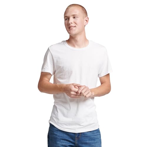 Russell Athletic Mens Cotton Performance Short Sleeve T-Shirt T Shirt, White, M…