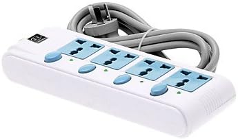 2500W 4-Outlet AC Electric Power Bar Strip Individual Switch/LED Indicator (White, 3m, AC 250V)