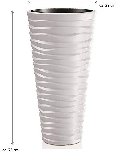BJYX 2 Stück Pflanzkübel Pflanztopf Blumentopf Blumenkübel Kunststoff Weiß Wellen – Bild 4