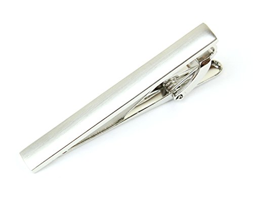 Mens Tie Clip Matte Brushed Finish - Vintage Style Modern Design Mad Men GQ Look (Horizontal)
