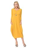 Pastel by Vivienne Women's Cocoon Midi Dress With Pocket Large Mustard