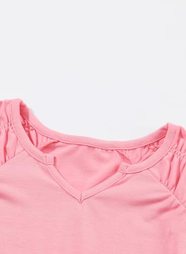 BLIBEAN JUNIOR GIRLS TEE SHIRT YOUNG KIDS SUMMER BLOUSE CUTE SHORT SLEEVE DRESSY TUNIC TOP AGE 12T-13T (SIZE 12-13 YEAR) BLUSH PINK