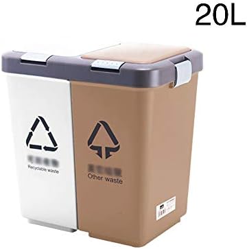 LZRZBH Trash Bin School Public Garbage Sorting Trash Can Large Plastic with Lid Household Kitchen Recycling Bin, Office Waste Bin Cleaning Bucket (Color : 20L)