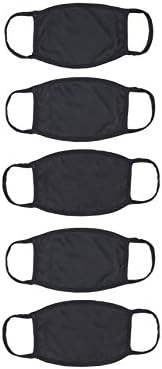 CLEAN MONSTER Mascarillas faciales de 100% algodón de 2 capas |  Fabricado en EE. UU. (Regular, paquete de 5 negros)