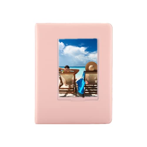 POCREATION Photo Album, 16 Pages Large Capacity 64 Pockets 3 Inch Mini Photo Album Available on Both Sides for 7s/8/25/50s/90 Artwork or Postcards Case Storage(Pink)