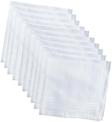 DIMROM12 PCS Cotton Handkerchiefs for Men - White Strips Border Patterned Mens Handkerchiefs Suitable For All Occasions - Mens Cotton Hankies, Ideal Handkerchief for Men - Thick Hankerchiefs
