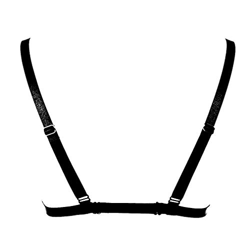 Women Body Harness Bra Waist Belt Strappy Crop Tops Goth Punk Pentagram Festival Rave Bralette (Black O0457) - Thumbnail 3