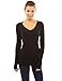 PattyBoutik Women V Neck Long Sleeve Tunic Sweater (Black Large)